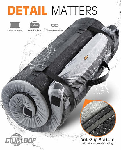 4 INCH Thick Foam Camping Mattress [Car/Tent/Cot] 30D Foam Portable Floor Sleeping Mat Cot Pad Roll Up Mattress for Guests Sleepovers RV Truck Camper