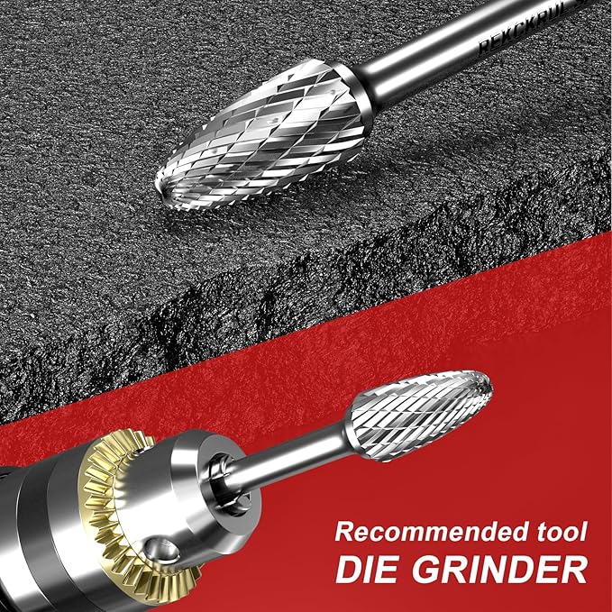 Professional Tungsten Carbide Rotary Burr Bit, SF-5 Double Cut Carbide Burr with 1/4" Shank for Metal, Wood, and Steel – Durable Die Grinder Accessory for Deburring, Engraving & Polishing