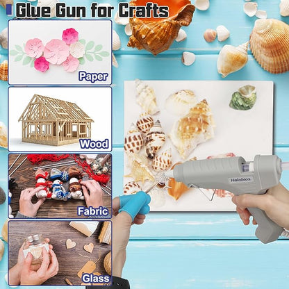 Hot Glue Gun, Fast Preheating Hot Melt Glue Gun with 20 Glue Sticks, Hot Glue Gun Full Size for Making Decoration School DIY Crafts Projects Home Repairs(40W Gray)