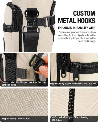 Sports rabbit Universal Water Bottle Holder – Durable Oxford & Neoprene Hybrid Design Compatible with Stanley 30/40oz Handled & 64/87oz Straight Tumblers, Adjustable Strap for Gym, Travel, Outdoors