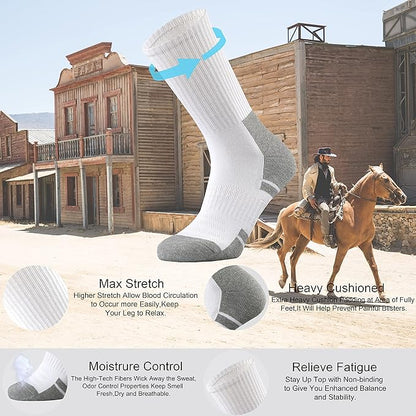 Ortis Men's Cotton Cushion Crew Socks Moisture Wicking Breathable Thick Warm Thermal for Athletic Heavy Duty Work Boot