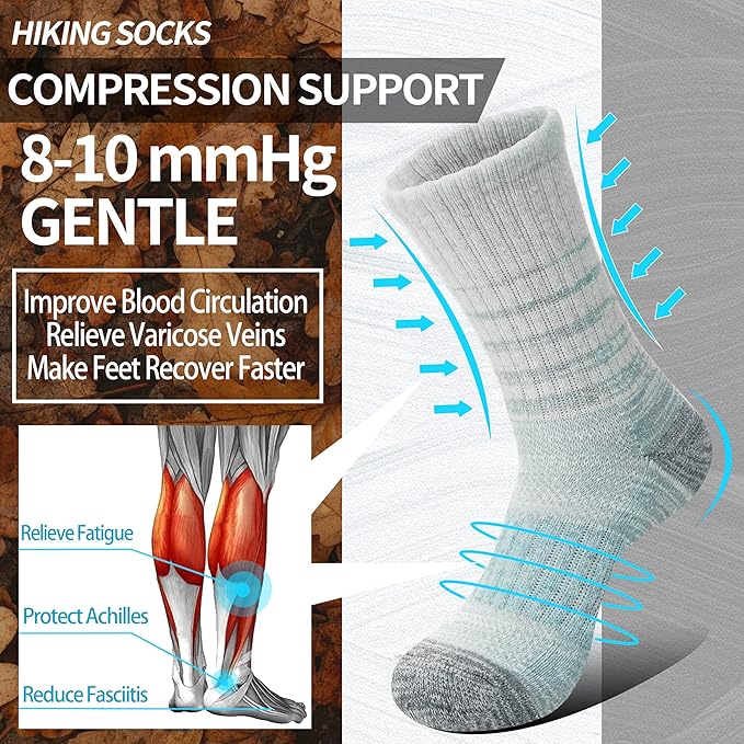 Anlisim Merino Wool Hiking Socks for Women Thermal Winter Warm Boot Work Cushion Socks 5 Pairs