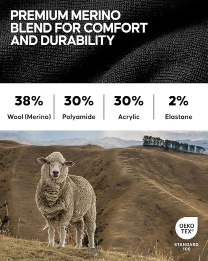 DANISH ENDURANCE Hiking Socks, Lightweight, Merino Wool Socks for Men & Women, Moisture Wicking & Thermal, 1 or 5 Pack