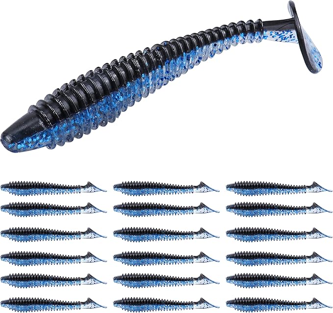 RUNCL Swimbaits Paddle 10/20/30/40PCS, 5/4/3/2 Inchs Paddle Tail, Soft Lure for Trout Crappie Bass, Durable Plastic Bait Swimmer for Saltwater/Freshwater, Fishing Lover's Gift