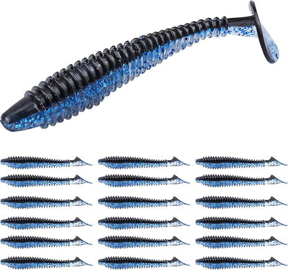 RUNCL Swimbaits Paddle 10/20/30/40PCS, 5/4/3/2 Inchs Paddle Tail, Soft Lure for Trout Crappie Bass, Durable Plastic Bait Swimmer for Saltwater/Freshwater, Fishing Lover's Gift