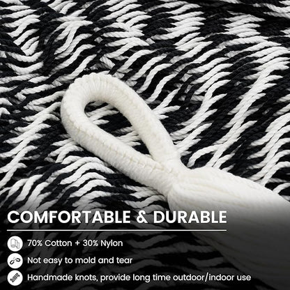 LazyDaze Hammocks Handwoven Outdoor Double Rope Mayan Hammock Bed, Tree Hammocks with Stand for Outside Patio Indoor Bedroom, hamacas para adultos, Navy