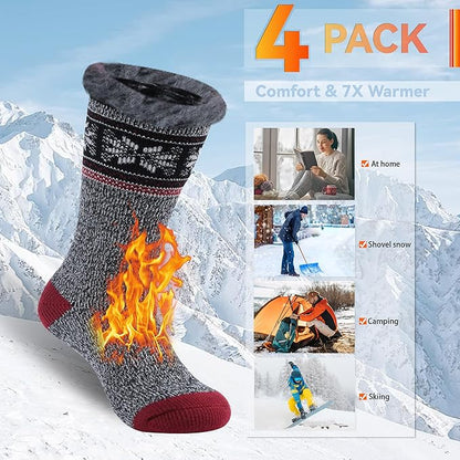 Sunew Warm Thermal Socks 4 Pack, Mens Womens Winter Heated Outdoor Skiing Thermal Socks