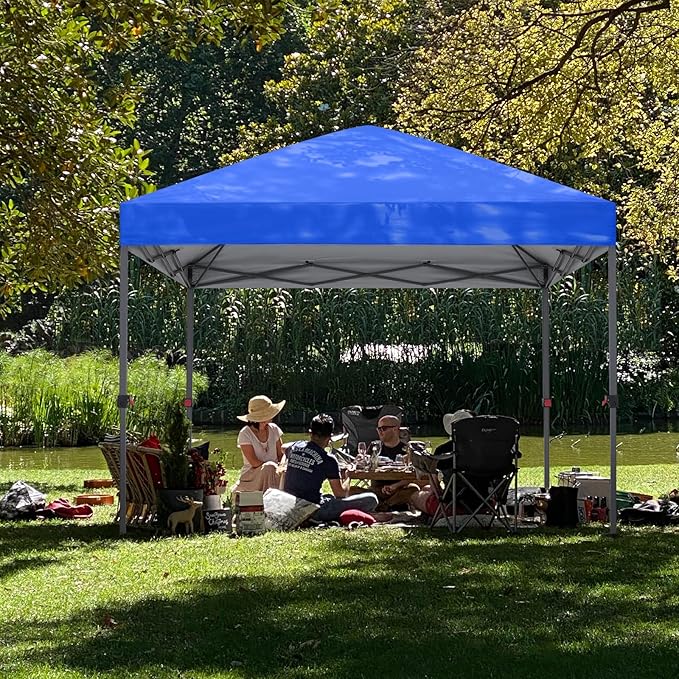 ABCCANOPY 10x10 Pop Up Canopy - Outdoor Patio Portable Canopy Tent Gazebo Heavy Duty for Backyard and Deck with 4 Sandbags and 8 Stakes(Blue, 10x10)