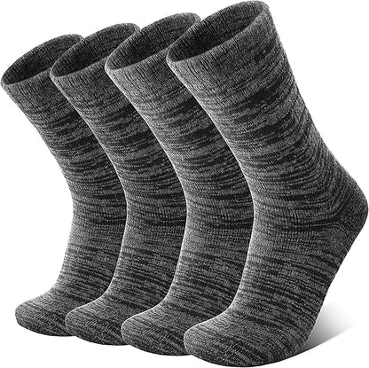 Anlisim Merino Wool Warm Boot Hiking Socks Thermal Extra Thick Winter Cozy Crew Comfy Cushioning Work Women Men Socks 4 Pairs