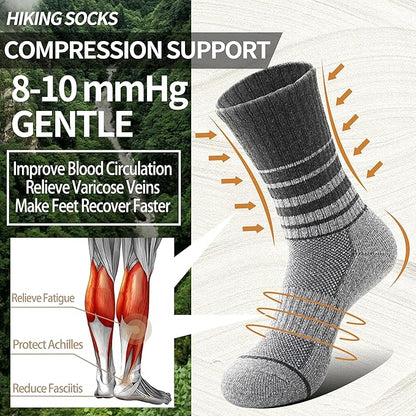 Anlisim Merino Wool Hiking Socks for Women Thermal Winter Warm Boot Work Cushion Socks 5 Pairs