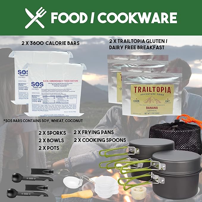 Denver: Premium 72 Hour Survival Backpack with Supplies - 2024 Model Bug Out Bag Backpack - Upgraded Go Bag Emergency Backpack w/Complete Tactical Survival Kit - Bug Out Bag Survival Kit for 2 Person