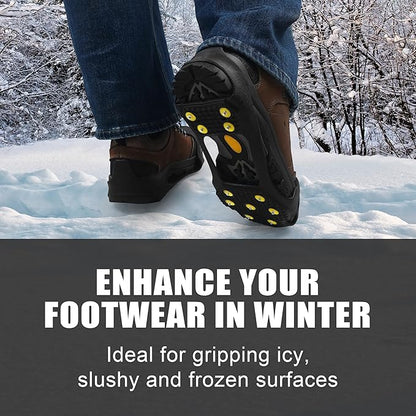 Ice Cleats for Shoes and Boots, Walk Traction Snow Cleats Crampons Anti Slip 11 Studs Ice Shoes Grippers for Women Men Ice Fishing Walking on Snow Ice