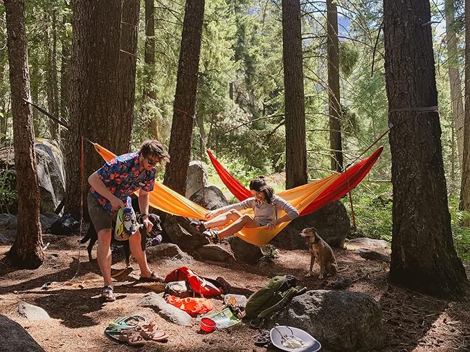 KAMMOK: Roo Double Hammock | Made from Strong & 100% Recycled Water Resistant Ripstop Fabric | Comfortable, Packable, Lightweight (Lifetime Adventure Grade Warranty), Ember Orange