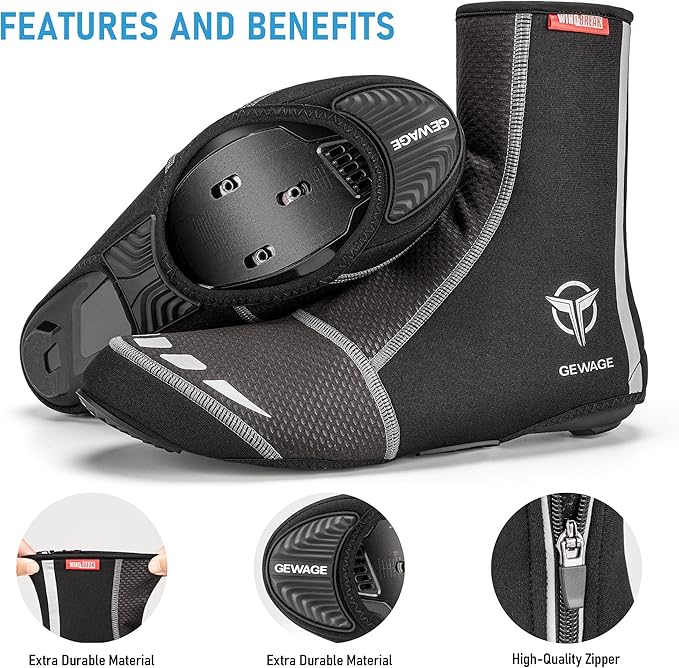 GEWAGE Cycling Shoe Covers -Warm Bike Shoe Covers - Windproof Mountain Road Cycling Overshoes - Cycling Shoe Cover for Men Women