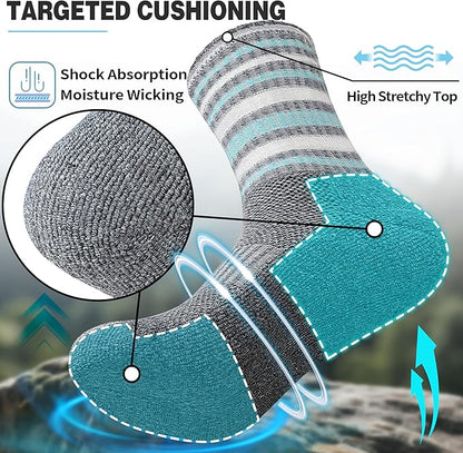 EBMORE 5 Pairs Womens Merino Wool Hiking Socks Thermal Warm Winter Boot Crew Cushion Work Gift Socks