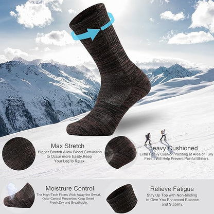 Ortis Men's Merino Wool Cushion Crew Socks with Moisture Wicking Control Light Weight Breathable for Outdoor Hiking Cycling