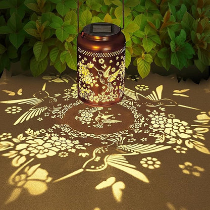2 Pack Hummingbird Solar Lanterns Outdoor Waterproof, Solar Lanterns Decorative Birthday Mothers Day Gifts for Dad Husband, Mom, Men, Hanging Lantern Outdoor for Patio, Porch, Garden Decor