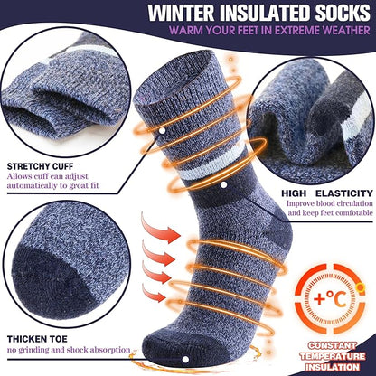 MOGGEI 3 Pairs Thermal Winter Socks for Women & Men Thick Extra Warm Insulated Ski Boot Socks for Cold Weather
