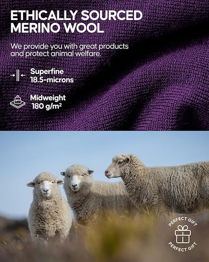 DANISH ENDURANCE Merino Wool Long Sleeve for Women, Thermal Vests for Women, Base Layer Underwear Tops, Winter Thermals