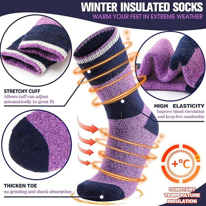 MOGGEI 3 Pairs Thermal Winter Socks for Women & Men Thick Extra Warm Insulated Ski Boot Socks for Cold Weather