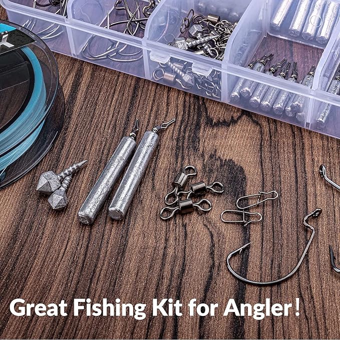 THKFISH Fishing Weights Sinkers Set, 60PCS Fishing Sinker Drop Shot Weights Kit,Drop Shot Rig Wacky Hooks for Saltwater Freshwater Bass Fishing