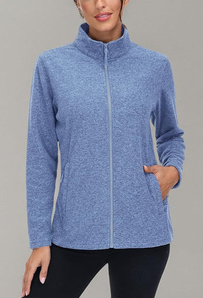MAGCOMSEN Fleece Jacket Women Zip UP Lightweight Soft Polar Warm Winter Jackets for Women with Pockets Outdoor Hiking