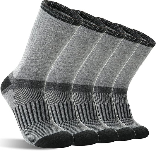 5 Pairs Merino Wool Hiking Socks Warm Thermal Winter Cozy Cushioned Moisture Wicking Socks for Women & Men