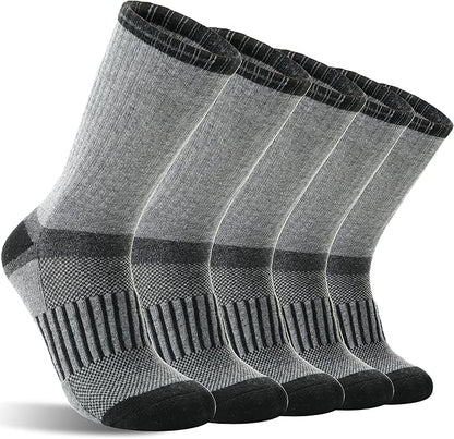 5 Pairs Merino Wool Hiking Socks Warm Thermal Winter Cozy Cushioned Moisture Wicking Socks for Women & Men