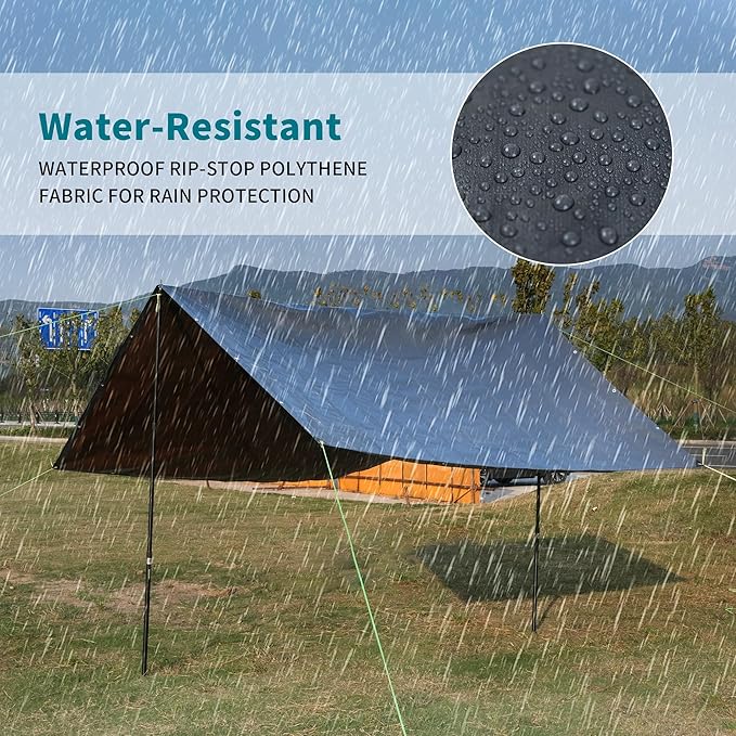 TARPAL tarp 4x12 Feet Super Heavy Duty Tarps Cover 20mil Waterproof UV Protection Rip and Tear Proof Tarpaulin with Grommets(Grey/Brown)