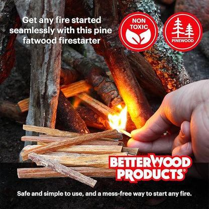 Better Wood Products 2 Pack Fatwood Fire Starter Sticks, Fireplace & Camping, 35 Lbs