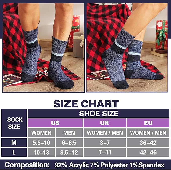 MOGGEI 3 Pairs Thermal Winter Socks for Women & Men Thick Extra Warm Insulated Ski Boot Socks for Cold Weather