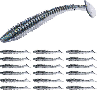 RUNCL Swimbaits Paddle 10/20/30/40PCS, 5/4/3/2 Inchs Paddle Tail, Soft Lure for Trout Crappie Bass, Durable Plastic Bait Swimmer for Saltwater/Freshwater, Fishing Lover's Gift