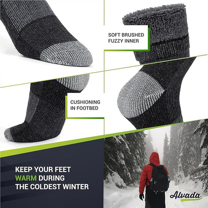 Alvada Warm Thermal Wool Socks for Winter Moisture Wicking and Breathable Cozy Boot Socks