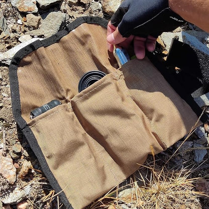 Blossom Bike Saddle Roll Bag - Bike Tool Kit Holder - Water Resistant & Durable Cordura Fabric - Under Seat cycling accessories - mountain bike accessories - ebike saddle bags (Brown)