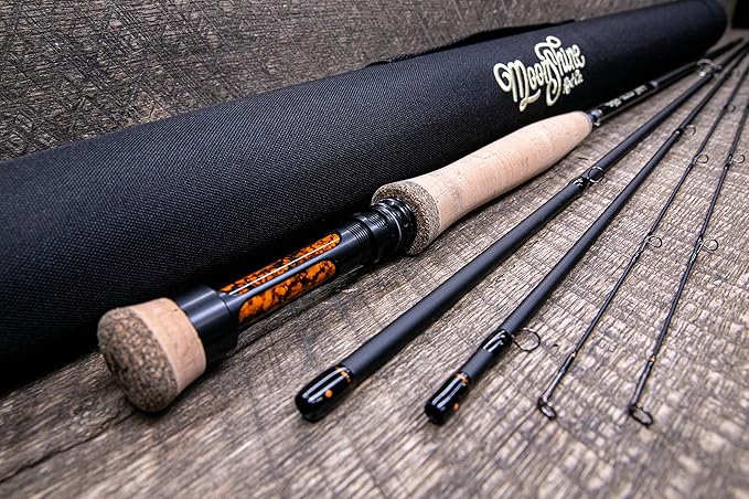 Moonshine Rod Co. Fly Fishing Rod with Carrying Case and Extra Rod Tip Section, Slow-Medium-Fast Action