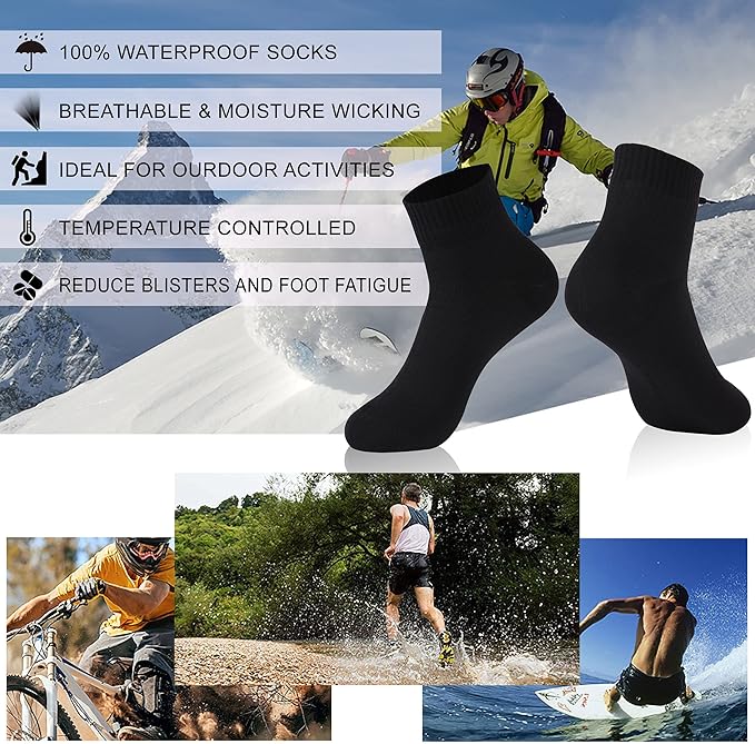 RANDY SUN Waterproof Socks, Unisex Hiking Wading Trail Running Kayaking Crew Socks