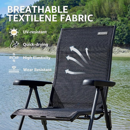 X Strike Folding Camping Chair Support 350 LBS, Outdoor Fishing Chair for Adults Breathable Mesh with Adjustable High Back Support and Leg, Aluminum Frame for Fishing, Camp, Lawn, Patio.