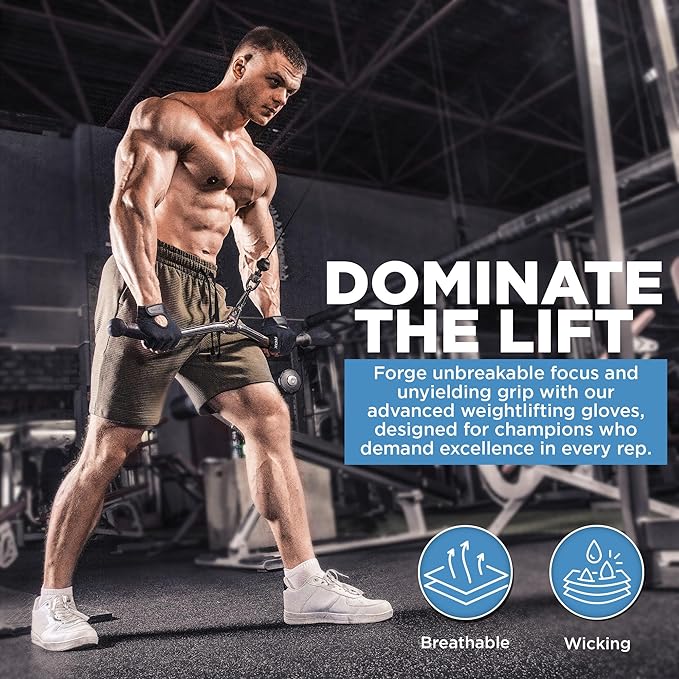 RDX Weight Lifting Gloves Gym Fitness Workout, Anti Slip Palm Protection Half Finger Exercise Glove for Powerlifting Deadlifting Bodybuilding Calisthenics Cycling Rowing Climbing Training, Men Women