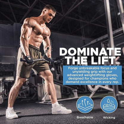 RDX Weight Lifting Gloves Gym Fitness Workout, Anti Slip Palm Protection Half Finger Exercise Glove for Powerlifting Deadlifting Bodybuilding Calisthenics Cycling Rowing Climbing Training, Men Women