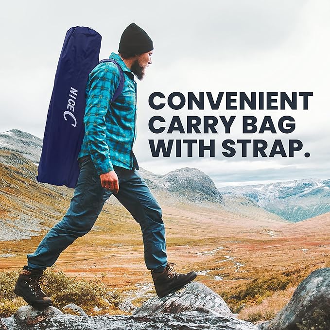 Nice C Camping Cots, Cots for Adults, Folding Cot, with Pillow, Carry Bag & Storage Pocket, Extra Wide Sturdy, Holds Up to 500 Lbs (1, Blue)