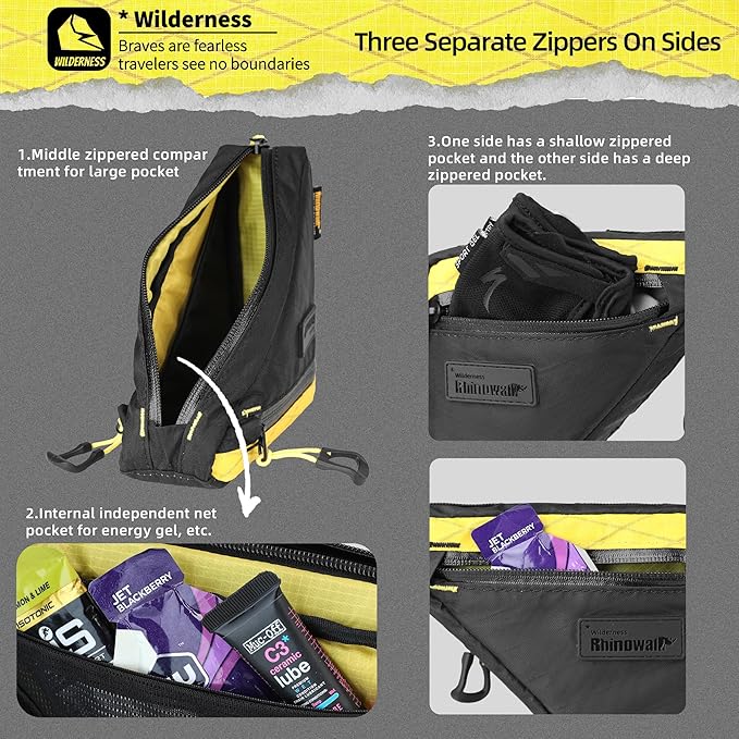 Rhinowalk Bicycle Front Frame Bag Waterproof Bicycle Bag 0.9L Cycling Accessories Nylon Pack Pouch for MTB Road Bike Cycling Commuting and Outdoor Adventures