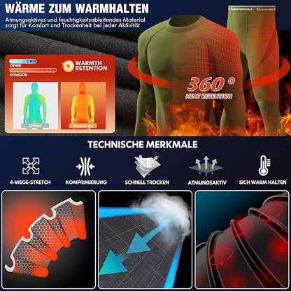 CL convallaria Thermal Underwear Long Johns Set Mens Winter Gift Hunting Gear Sport Base Layer Bottom Top