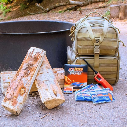 – All-Natural Fire Starters for Campfires, Fire Pits, BBQs & Fireplaces – Long Burning, Weather-Resistant, Non-Toxic & Easy to Light | 25 Pack