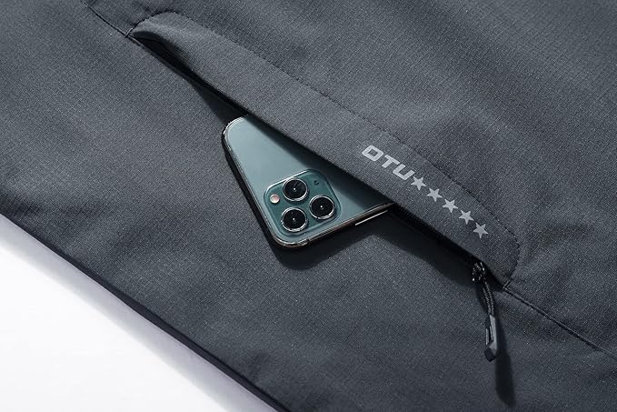 OTU Men's Lightweight Waterproof Hooded Rain Jacket Outdoor Raincoat Shell Jacket for Hiking Travel