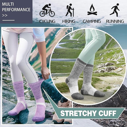 Anlisim Merino Wool Hiking Socks for Women Thermal Winter Warm Boot Work Cushion Socks 5 Pairs