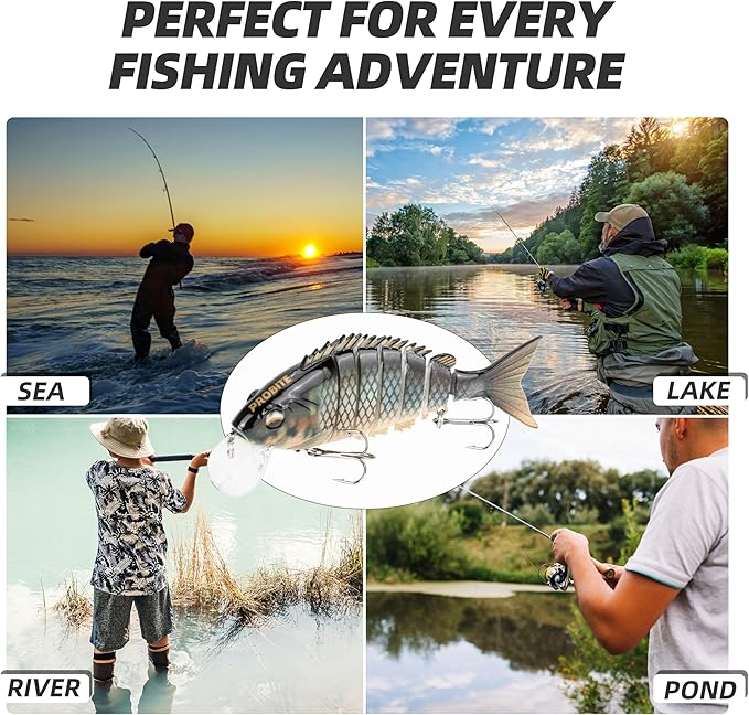 5PCS Lifelike Fishing Lures – Multi-Jointed Swimbait for Bass, Trout, Crappie, Walleye, Pike, Realistic Action with 3D Fish Eyes and Sharp Hooks, Perfect for Fishing Kits in Saltwater & Freshwater