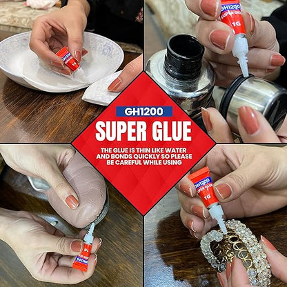 1 Gram (Pack of 24) Single Use Super Glue All Purpose - Superglue - Ca Glue Thick & Strong Adhesive for DIY Craft, Ceramics, Frame, Leather, Metal Etc