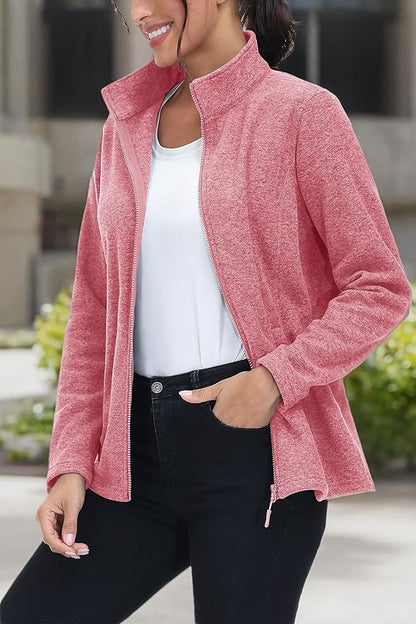 MAGCOMSEN Fleece Jacket Women Zip UP Lightweight Soft Polar Warm Winter Jackets for Women with Pockets Outdoor Hiking