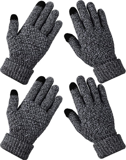 Geyoga 2 Pairs Women's Winter Touch Screen Gloves Soft Warm Fleece Lined Knit Elastic Cuff Winter Texting Gloves