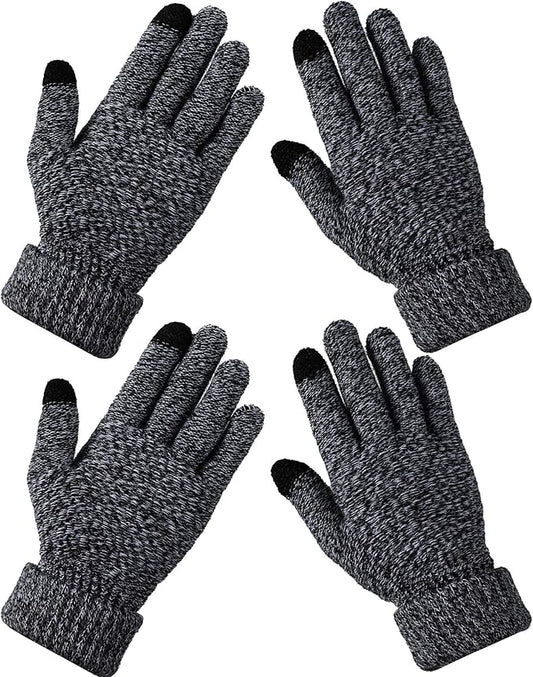 Geyoga 2 Pairs Women's Winter Touch Screen Gloves Soft Warm Fleece Lined Knit Elastic Cuff Winter Texting Gloves